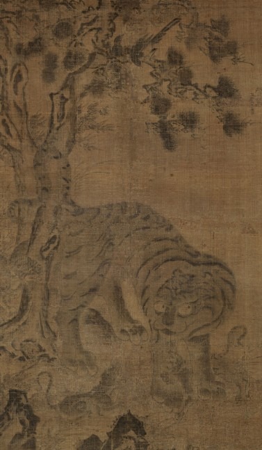 호작도(虎鵲圖) · 비단ㆍ수묵 · 160.5 × 95.8 cm · 조선, 1592년 · 작자 미상