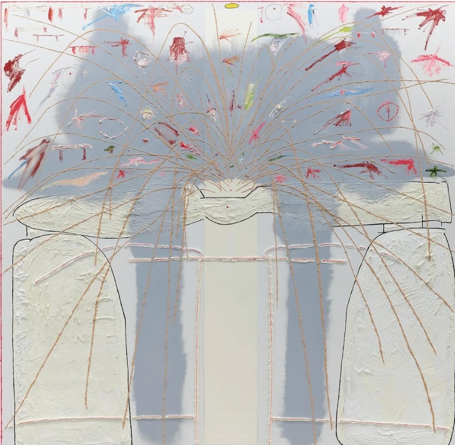 〈발 없는 자의 여정〉(Apus Iter) · Oil, graphite, and oil pastel on canvas · 205 x 220 cm · 2025 · 서제만