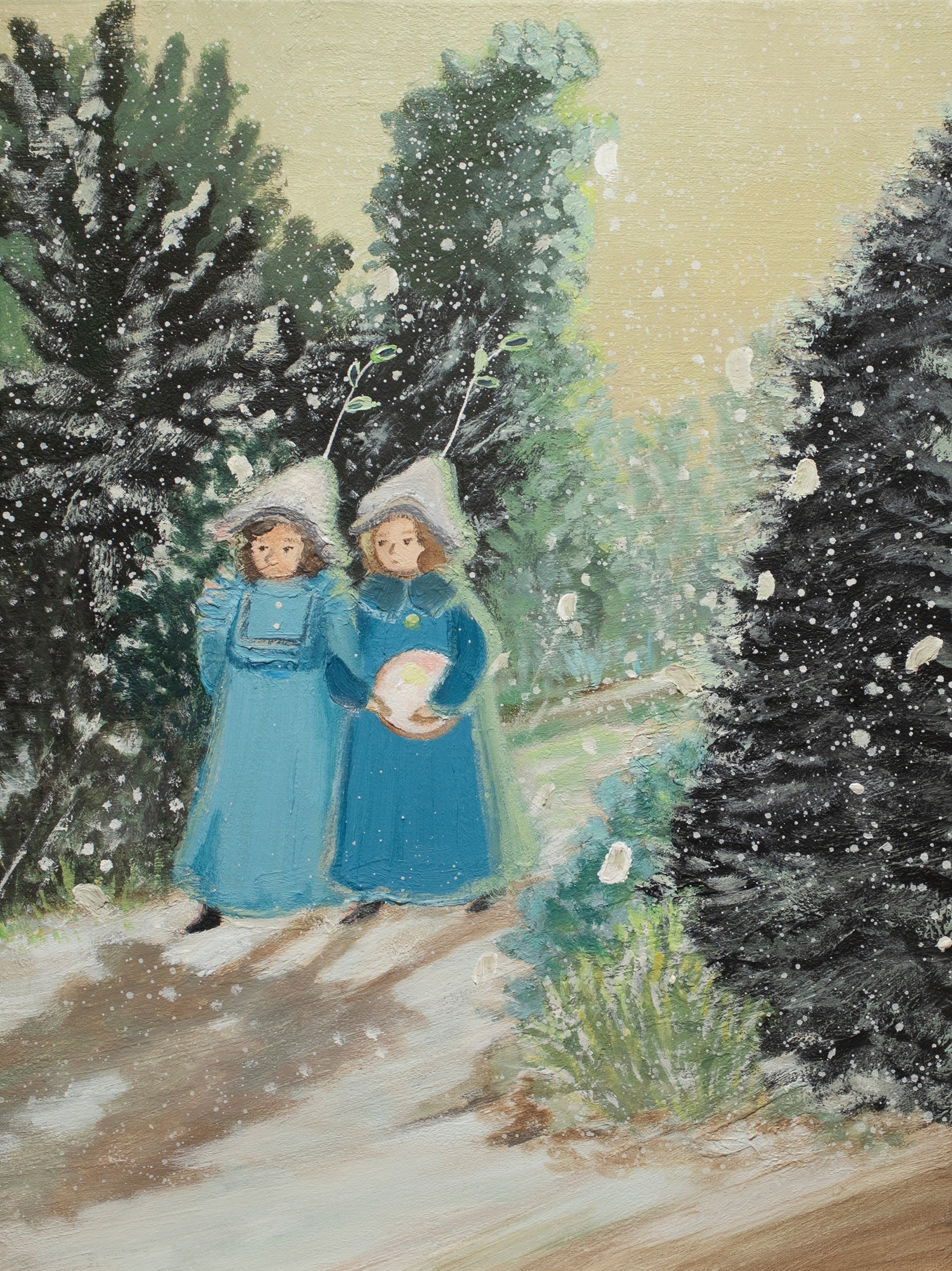 비밀놀이_나란히 걷는 그림자 · Acrylic on canvas · 45.4x33.4cm · 2022 · 이지선 Jisun Lee
