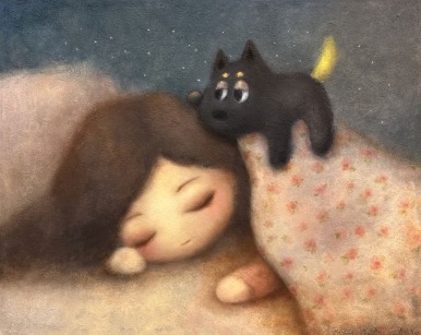 Sleepy · Oil and oil pastel on canvas · 80x100cm · 2025 · 권하나