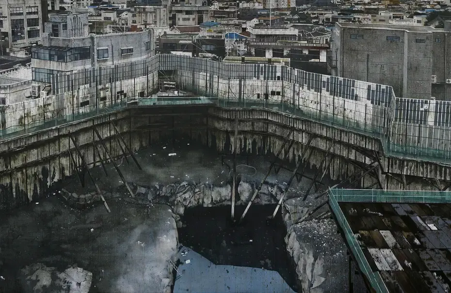 거멍엉, Black Pool’, 2025, 260×400cm, Acrylic on canvas. ⓒ AN Gyunsgu
