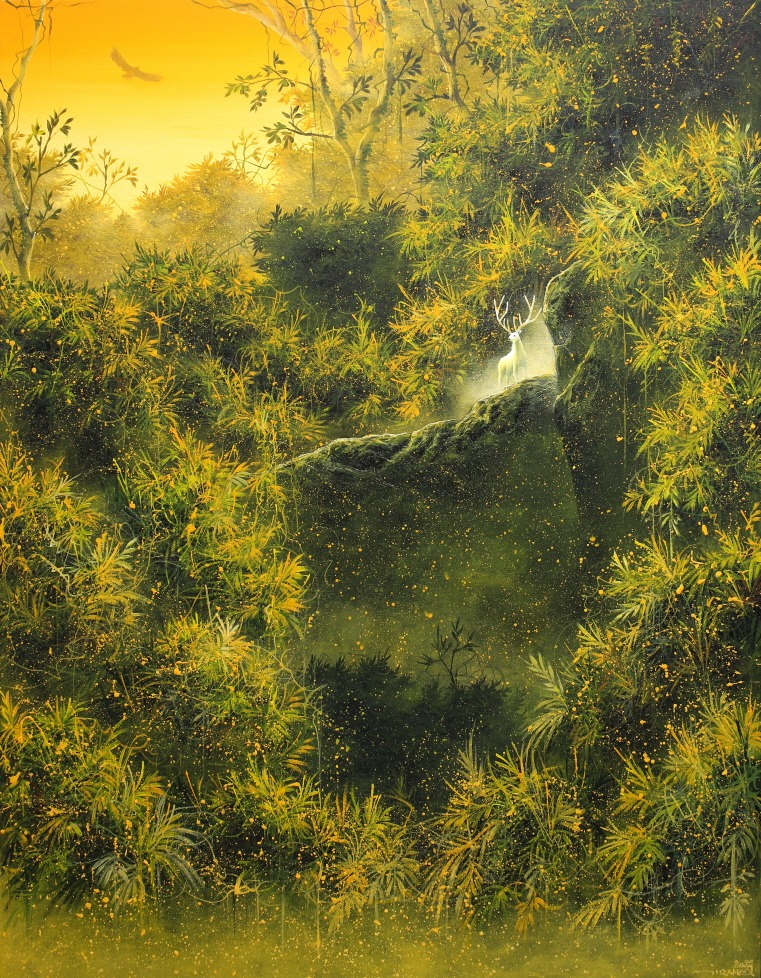 <본향(本鄕)_ 빛의 숲> · Mixed media on Canvas · 116.8x91.0cm · (2025) · KIM San