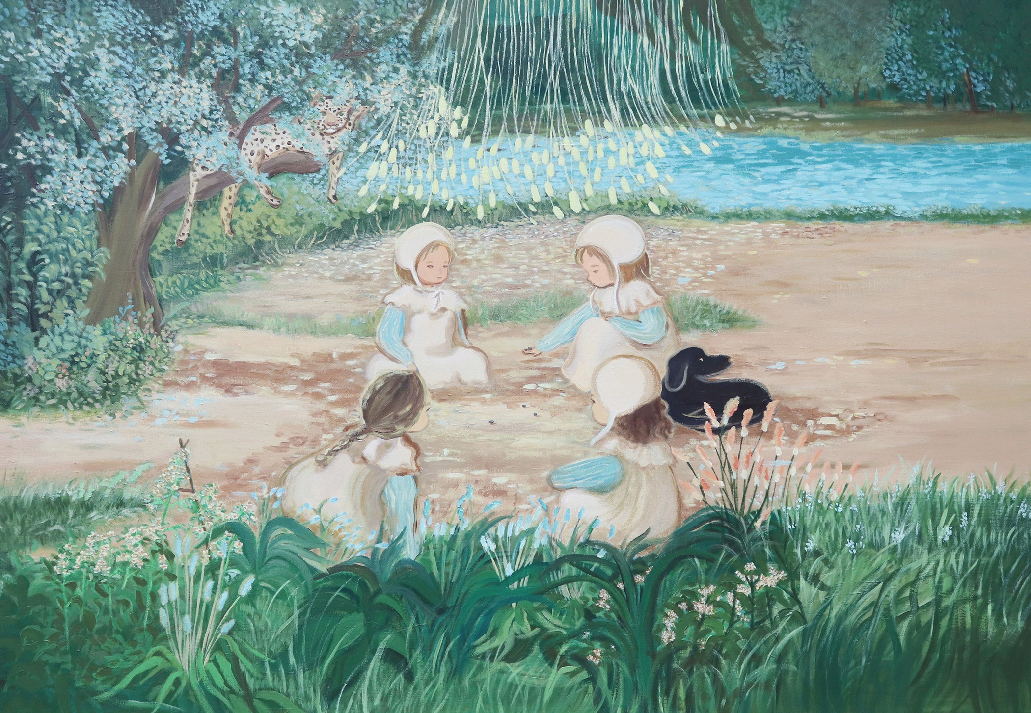 공기놀이_작은 알갱이들이 만들어내는 것들 · Acrylic on canvas · 112.1x162.2cm · 2022 · 이지선 Jisun Lee