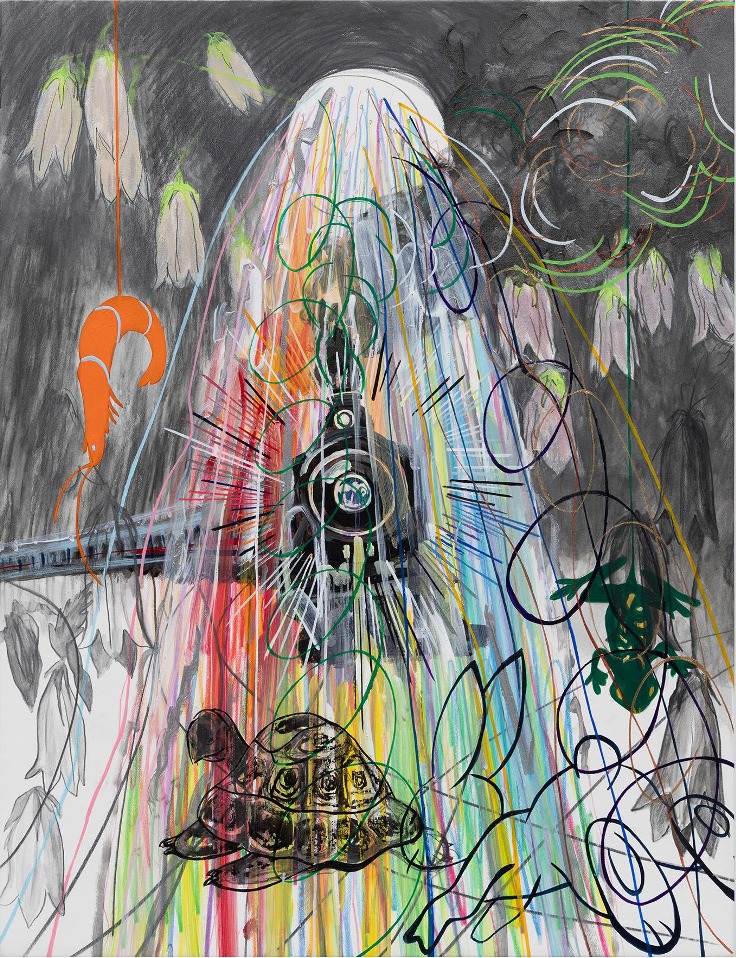 Drawing Metamorphosis in Motion2 Drawing, · pencil and color pencil and acrylic on paper · 47 x 35 cm · 2025 · 정진  변신행2