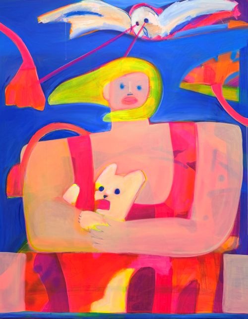 '신선한 공기는 모두에게 가닿아, Fresh air reaches everyone' · acylic on linen · 130.3 x 162.2 x 2.5 cm · 2025 · 만욱 · © 작가 & 갤러리마리