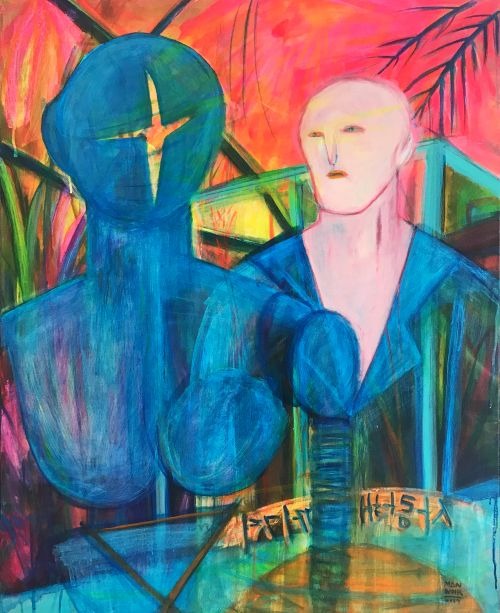 기계에게 까인 사람 · acrylic on canvas · 72.7 x 90.9 x 2.5cm (30F) · 2019 · The Human Dumped by a Machine, · © 작가 & 갤러리마리