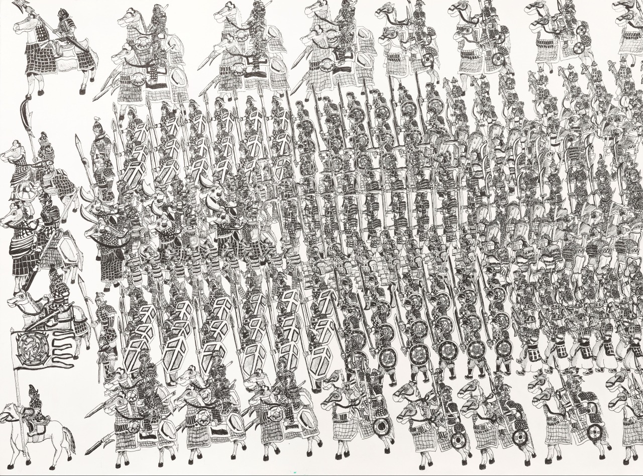 고구려의 행군 · 종이에 펜 · 56×30.4cm · 2024 · (대상)심규철