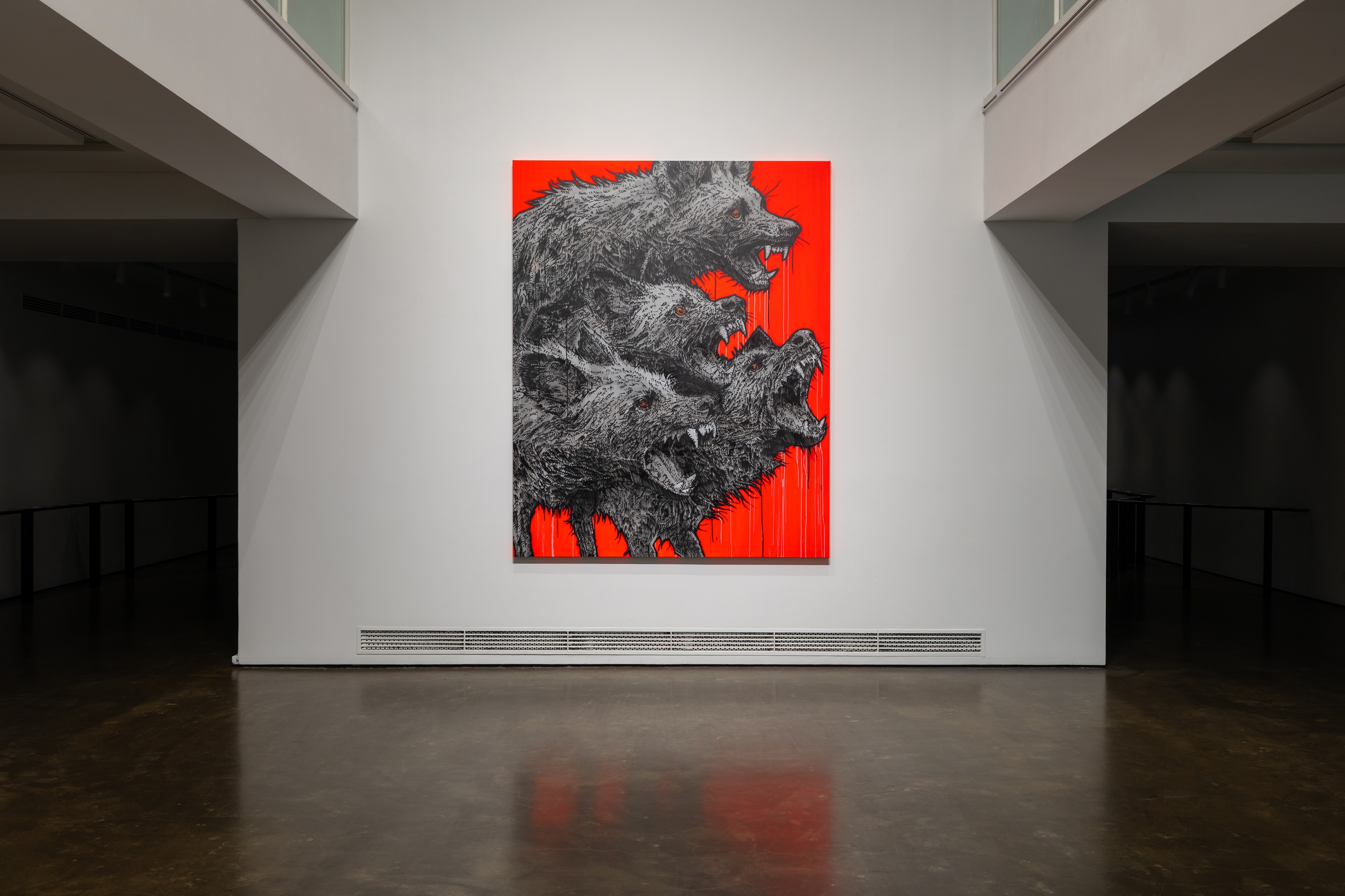 전시전경 · Exhibition view · 지알원, 개들이 짖는다, spray paint on canvas, 227.3×181.8㎝, 2025