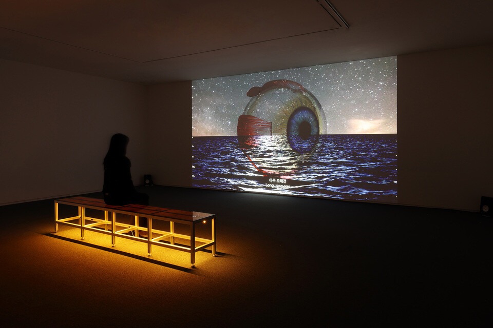 전시전경 · Exhibition view · 한수지, 외피 스캔 데이터, 2025 (좌),  한수지, 제논피부-개굴개굴, 2025 (우). /사진제공=아트센터 화이트블럭