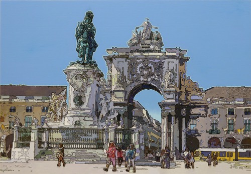 낯선 풍경(광장 2015-1) · Oil on Panel · 162.2x112cm · 2015