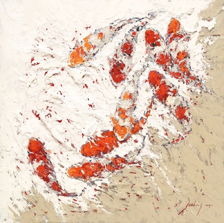 KOI 135 · Mixed Media on Canvas · 72.7x72.7cm · 2017