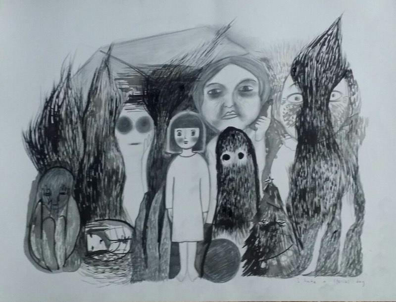 I hate a special day · 판화지 위에 콘테.  먹물 · 77×55cm