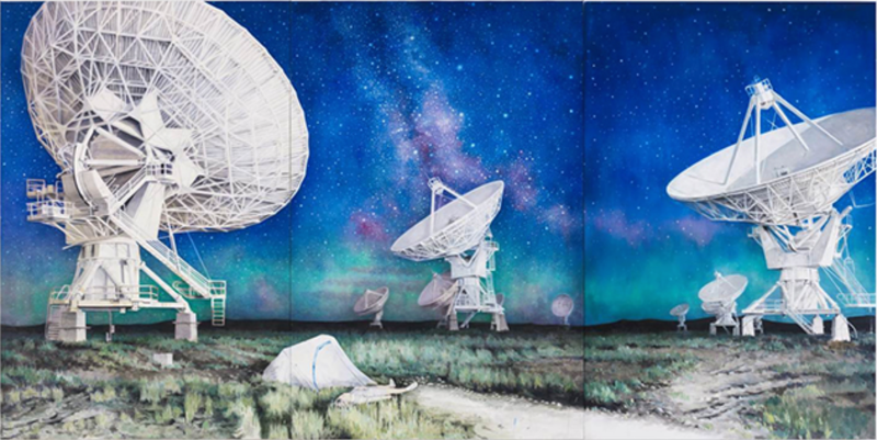 오세경_접속 · Acrylic on Hanji · 193 x 390cm · 2016