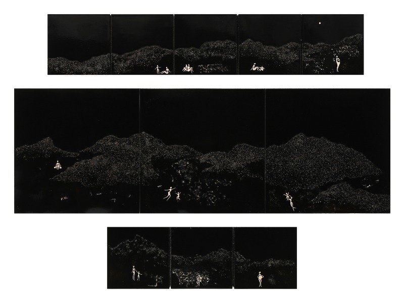 이인합주 二人合奏 · 나무에 옻칠 · 12 x 12cm (8ea) . 24 x 24cm (3ea) · 2018