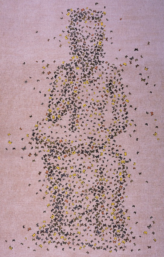 김동유 - 나비들(불상) 162x130.3 · 린넨에 아크릴릭 · 162x130.3cm · 2000