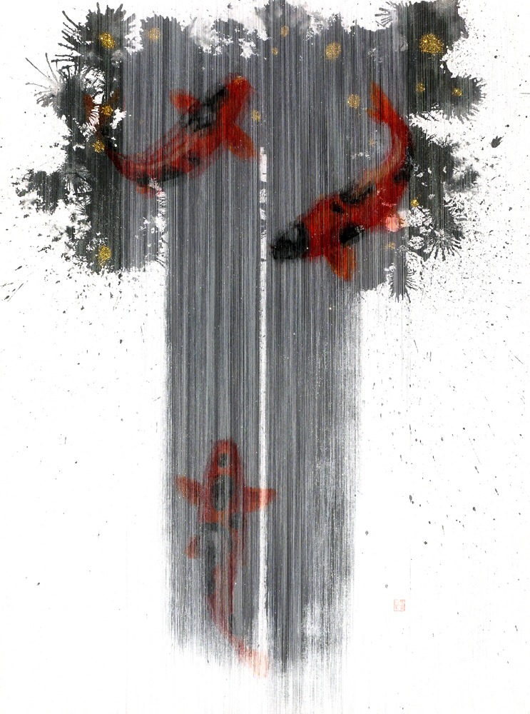 잉어야 날자 · Oil on thread · 116 x 91cm · 2018