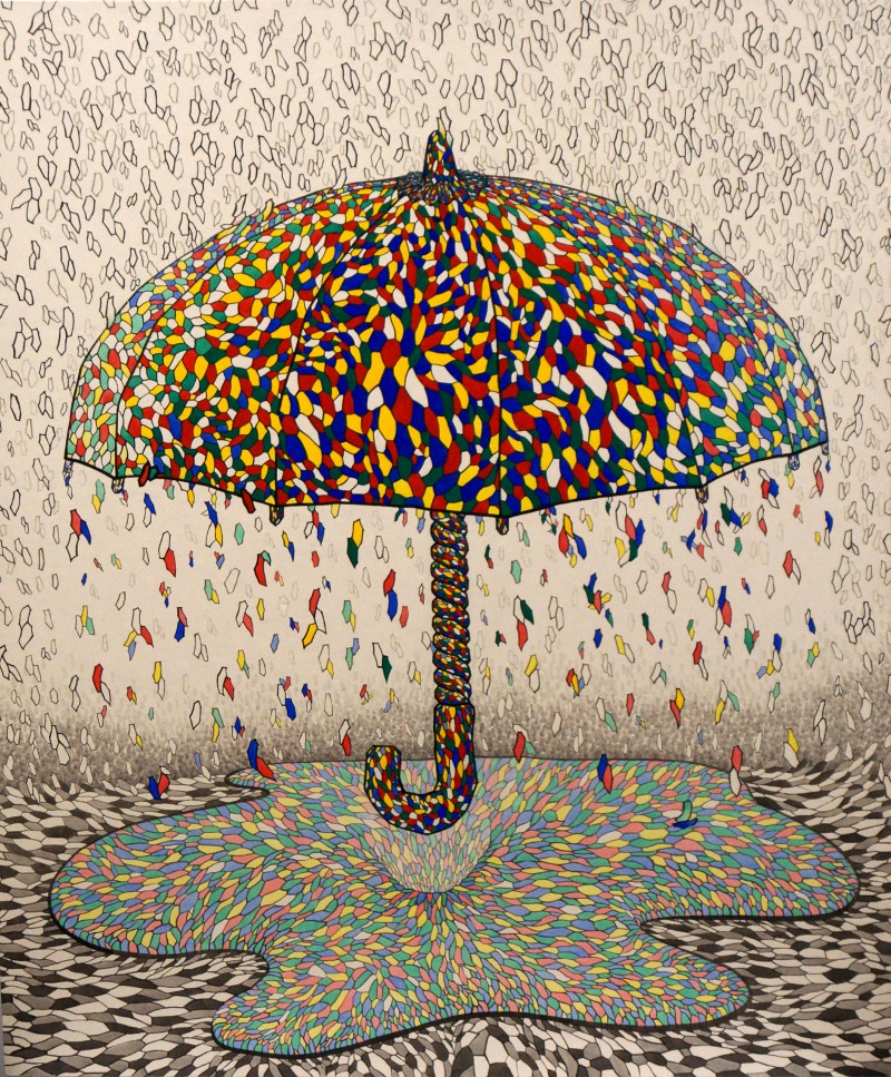 추억-뚝뚝뚝 · 한지에 먹과 채색 · 162x130cm · 2013