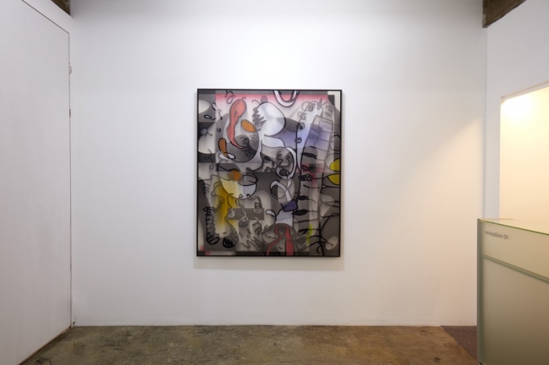 Synth.Hor. - Hobbymusiker · Ink & Acrylic on Canvas · 140 x 120 cm · 2018