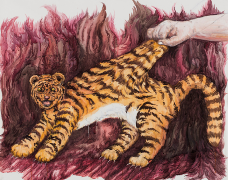 호랑이 새끼(2) · 캔버스에 아크릴채색 · 92×112.3cm · 2018