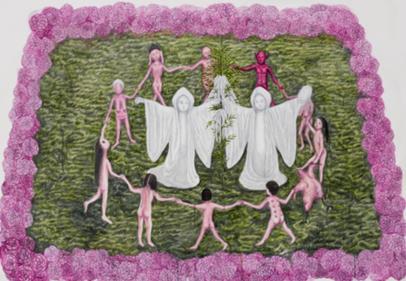 나비춤 · 캔버스에 아크릴채색 · 93.7×135.7cm · 2018