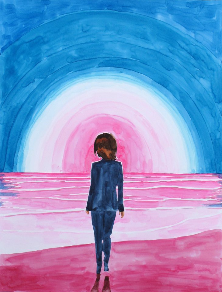 유인원의 집(남대웅) · 종이에 수채화물감 · 가변설치 · 2018