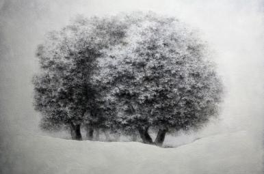 3 Mile House · 캔버스에 플라워 애쉬. 대리석 파우더 · 100×140cm · 2017