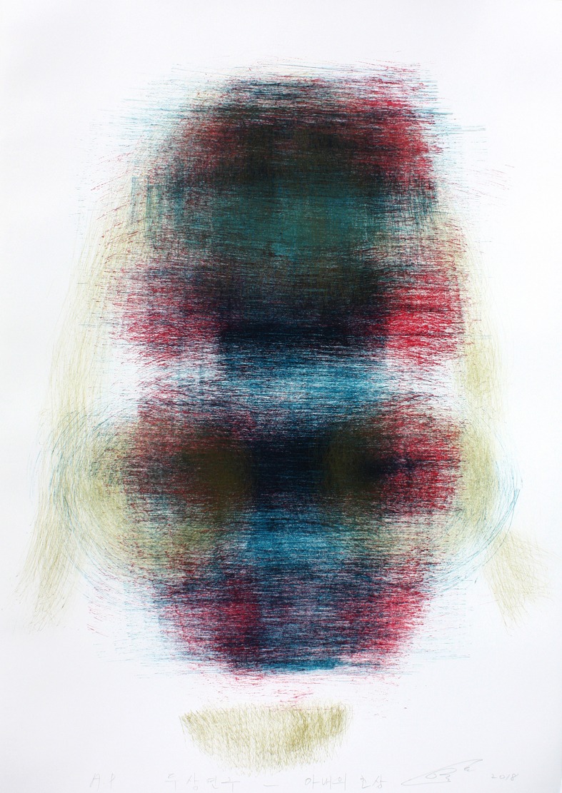 두상연구-아내의 초상 · Lithography · 100x70cm · 2018