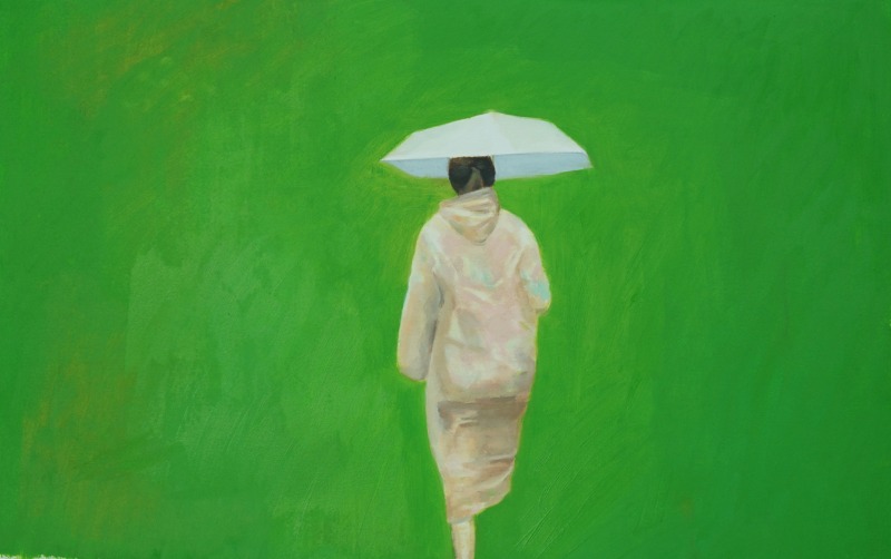 Raincoat · Oil on paper · 31x 48cm · 2018
