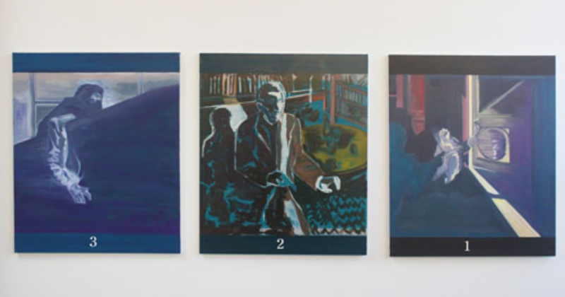 세 남자의 느와르 Noir of three men · 캔버스에 유채 · 70×63cm×3 · 2018