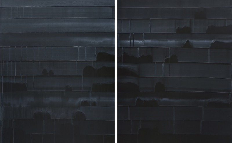 검은 산수 · Acrylic & mix media on canvas · 162x130cm each · 2018