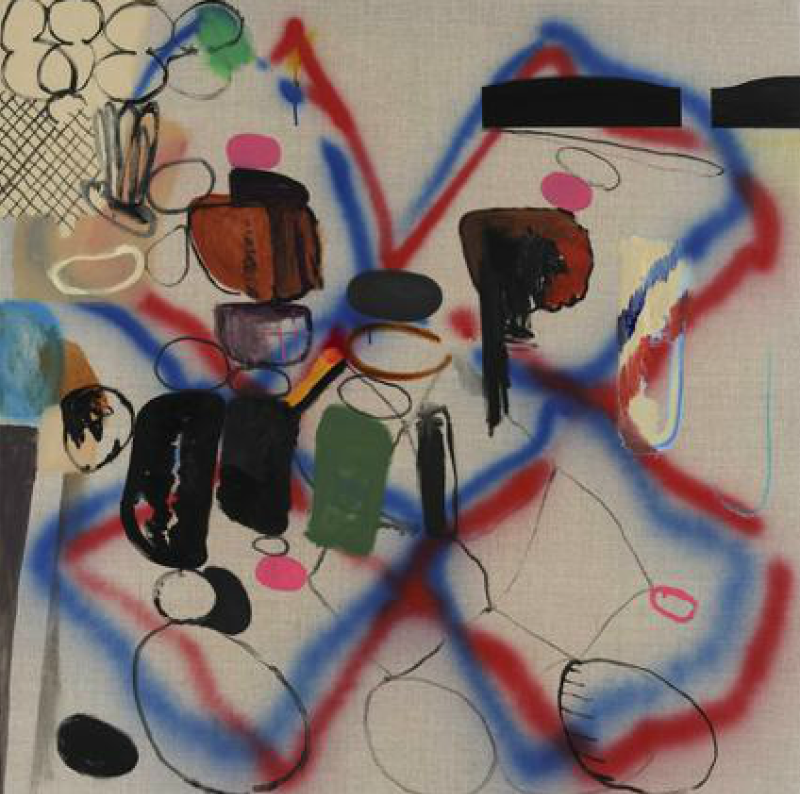 001 Demolition001 · Oil enamel spray on linen · 93 x 93 cm · 2018