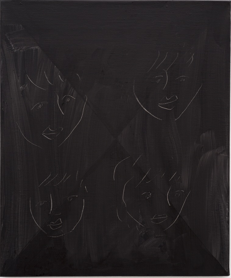 미나미카와 시몬 / 네명의 사람들 · 캔버스에 아크릴릭 · 45.7x38.3cm · 2018 · himon Minamikawa/Group of 4 people · Acrylic on canvas