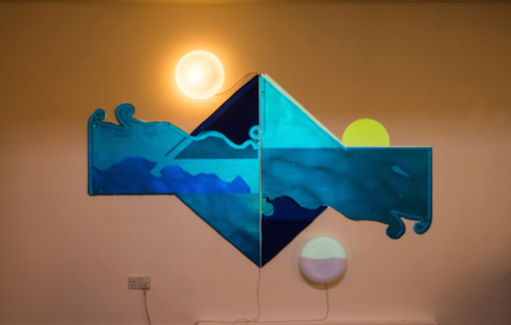 김진주_Investigation on Two spheres and Waves(3) · 프로젝터_원형램프. 타이머 · 가변설치