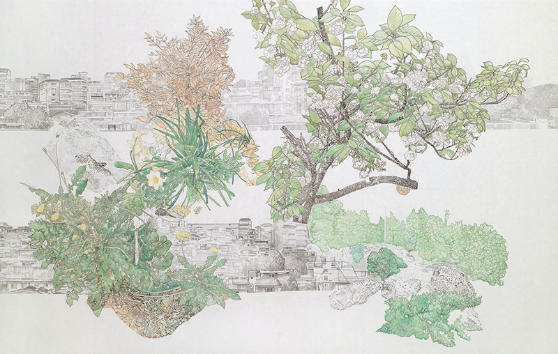 파동춘추도 · 비단에 수묵채색 · 114x178cm · 2019