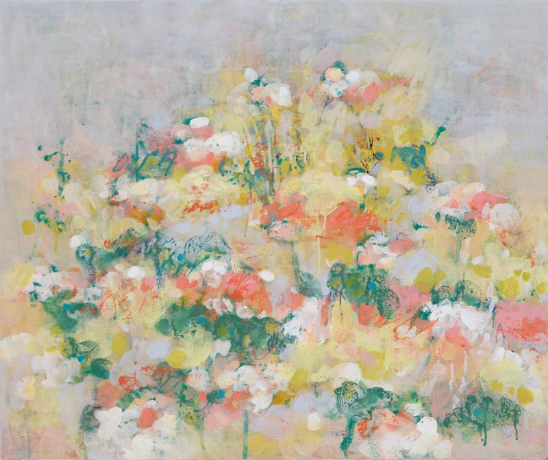 Visual Story-White blooming · acrylic_ oil pastel_ oil transfer drawing on canvas · 60.6x72.7cm · 2019 · Visual Story-White blooming · acrylic_ oil pastel_ oil transfer drawing on canvas