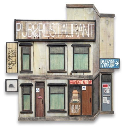 pub & restaurant · 나무에 아크릴채색 · 51x52cm · 2018