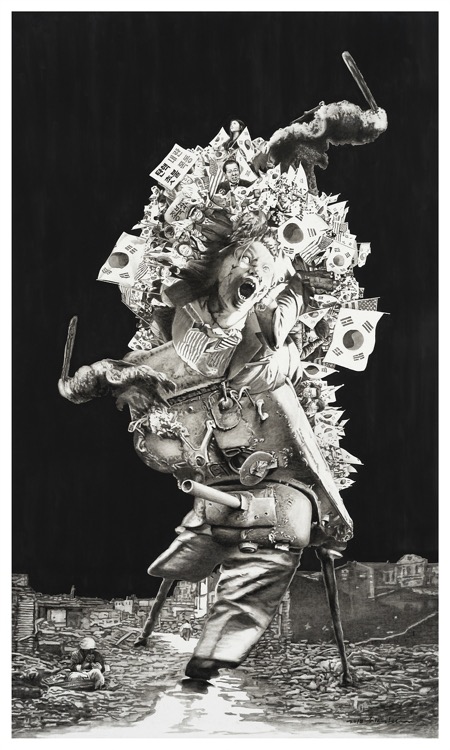 한국 현대사 6.25 망령들 · 캔버스에 유채 · 220x130.5cm · 2018