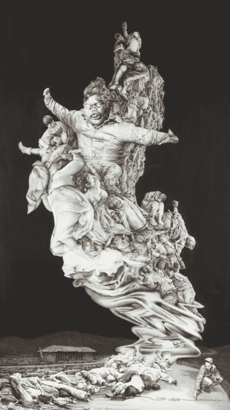 한국현대사-6.25(통곡) · 캔버스에 유채 · 220×130.5cm · 2018