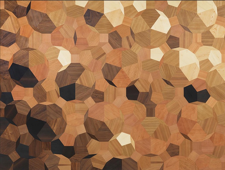 Pebbles on the Beach(Parquet) · maple_ash_oak_larch_cedar_apple_pear_cherry_elm_american walnut_french walnut_smoked oak · 275x360x7cm · 2017 · Pebbles on the Beach(Parquet) · maple_ash_oak_larch_cedar_apple_pear_cherry_elm_american walnut_french walnut_smoked