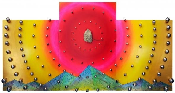 이상한 물체가 있는 풍경 3 · 화판에 아크릴릭.  종합재료 · 190x360cm · 2019