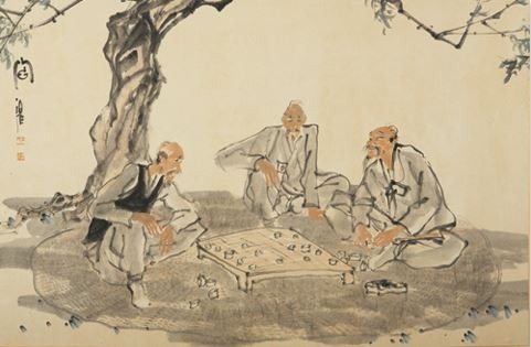 장기 · 종이위에 수묵담채 · 59x90cm · 1970년대