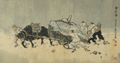 협동(총화도) · 종이위에 수묵담채 · 65.5x123.5cm · 1979