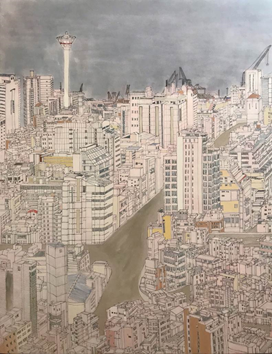 김세영_공존-부산항(2) · 장지에 혼합재료 · 116.8x91(cm) · 2019