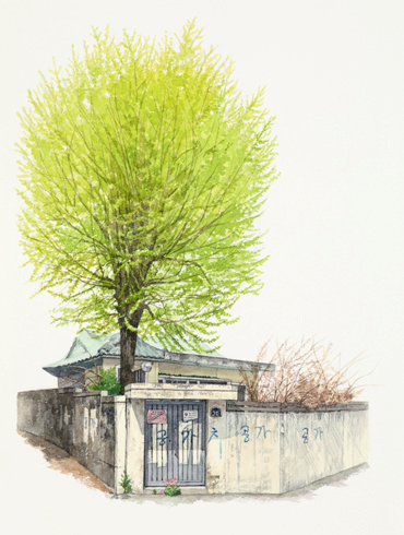 김민정_사라지는 집_금강로131번나길 30 · 종이위에 수채 · 40x30cm · 2019