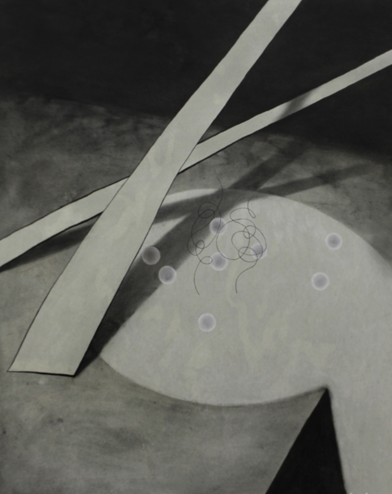 김희정_도형이 있는 풍경 1 · 한지에 혼합안료 · 100×80.3cm · 2019