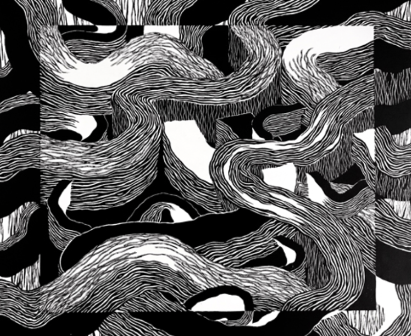 민경문_표상의 파편 05 · 캔버스에 먹_잉크 · 38×45.5cm · 2019 · Fragment of surface 05 · Ink on Canvas