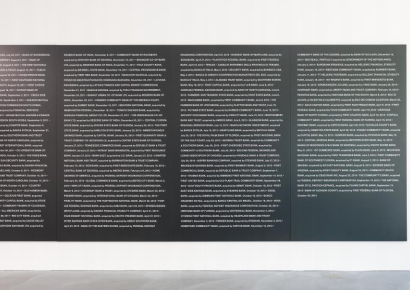 Bankrupt Banks. October 30 · Black painted MDF with printed letters · 2013 · Bankrupt Banks. October 30 · Black painted MDF with printed letters