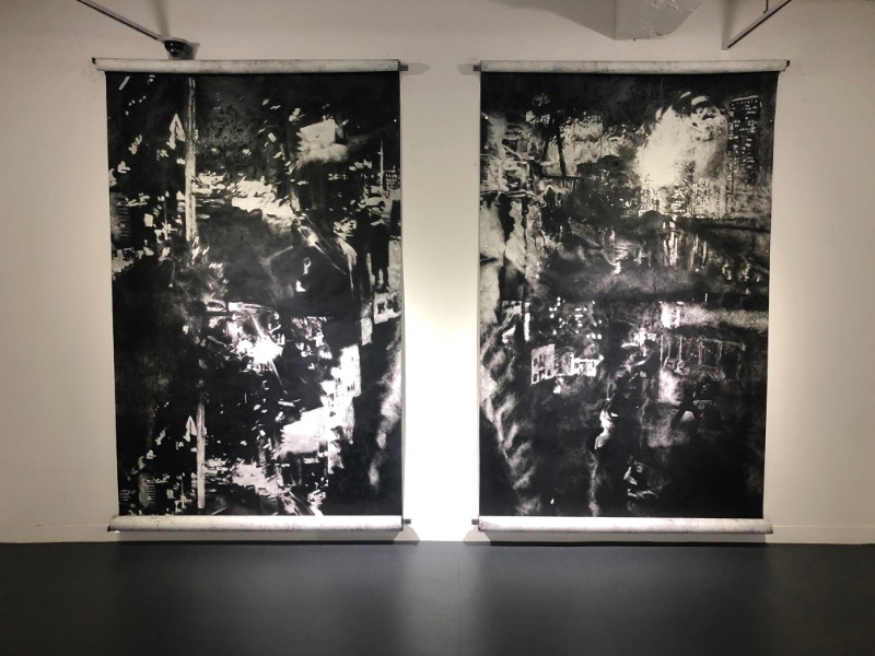 Drawing(Cityscape) · Conte on Paper · 250x150cm · 2019(2piece) · Drawing(Cityscape) · Conte on Paper