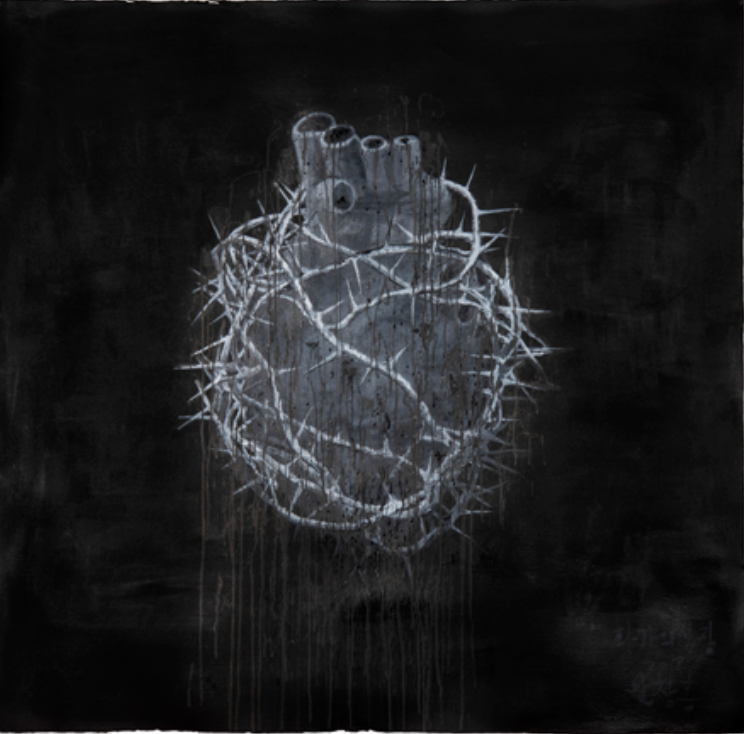 Heart of the Artist · 하드보드에 드로잉 잉크.  중국 잉크.  아크릴채색 · 130×130cm · 2018 · Heart of the Artist