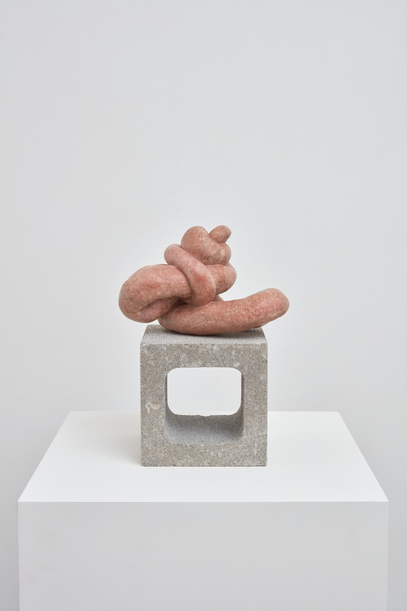 HARD NUD · cast bronze with pink patina_concrete brick plinth · 35 x 20 x 21 cm · 2012 © Sarah Lucas_courtesy Sadie Coles HQ_London · HARD NUD · cast bronze with pink patina_concrete brick plinth